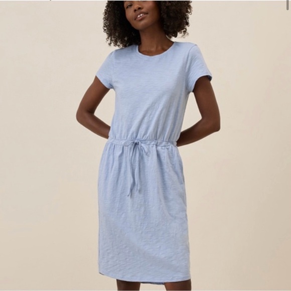 Pact Dresses & Skirts - Pact Organic Cotton Slub Weekend Dress Blue Small NWOT Drawstring Mini